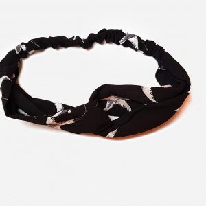 Black with Sparrows Cotton Crisscross Headband