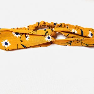 Yellow with Flowers Cotton Crisscross Headband
