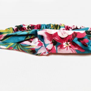 Silk Satin Teal with Lilac and Brown Boho Floral Crisscross Headband