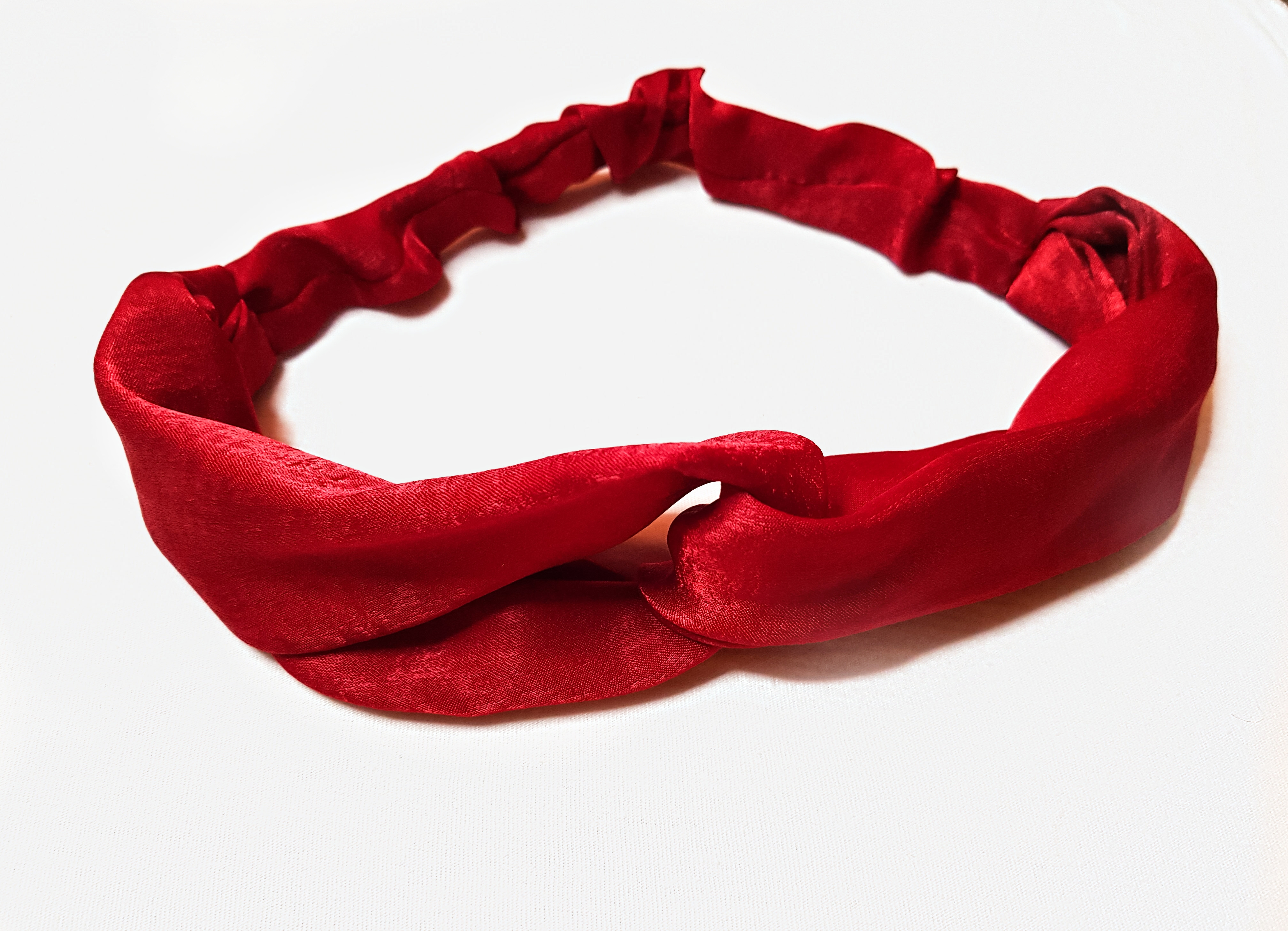 Red Silk Satin Crisscross Headband - Colour Me Chey Ltd