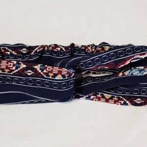 Navy Blue with Tribal Print Cotton Crisscross Headband
